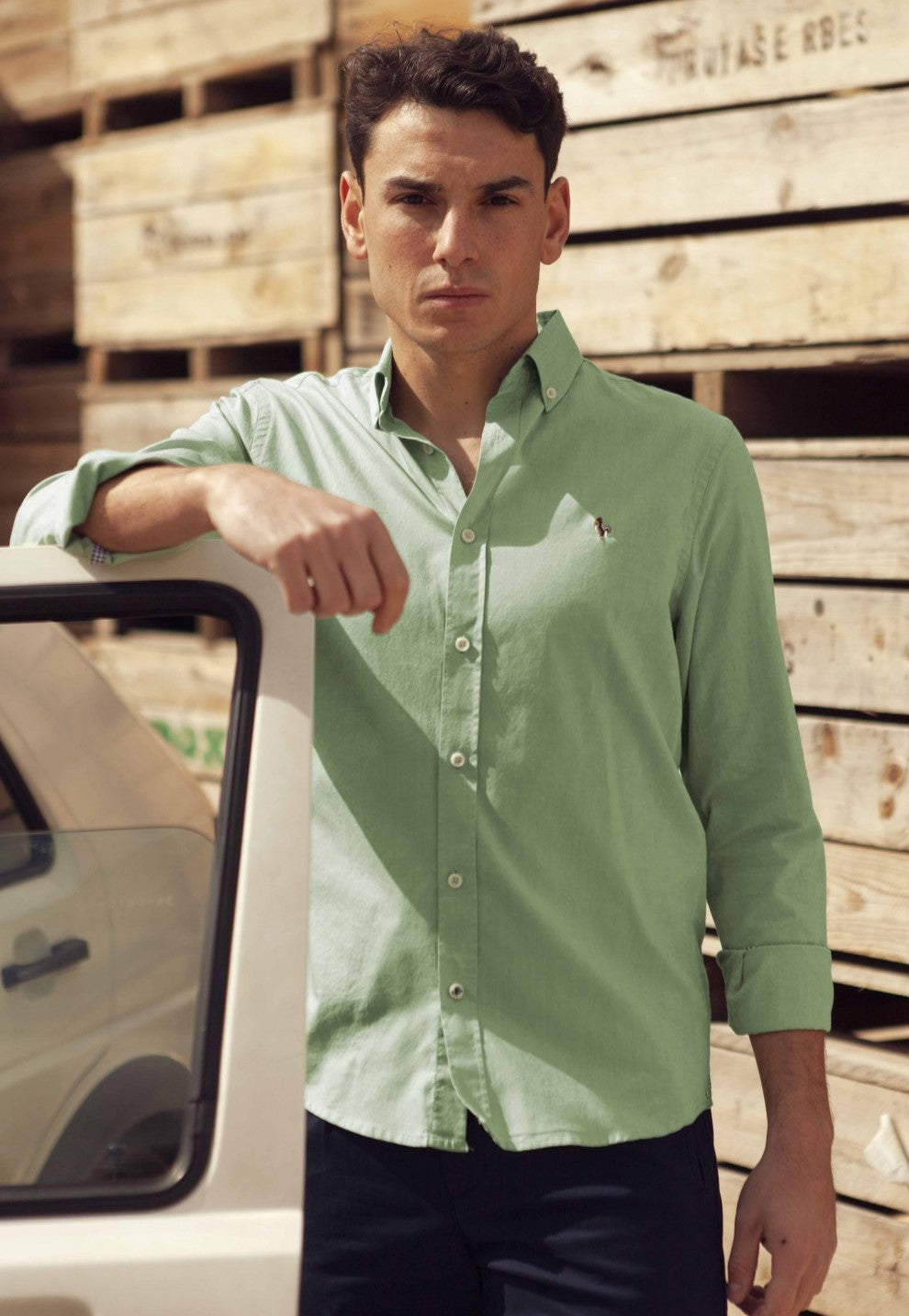Camisa oxford lavado verde