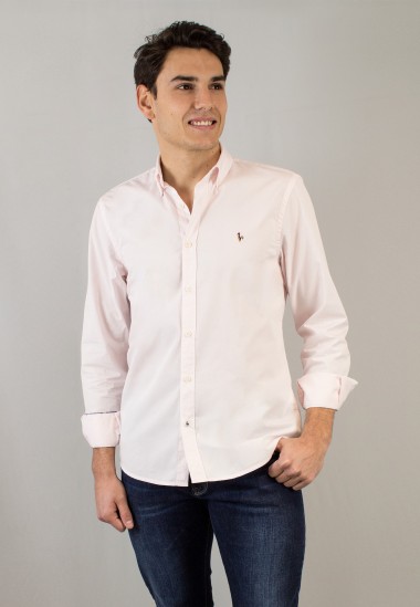 Camisa de hombre Vinci rosa de efecto papel de Patadegayo, calidad y sostenible hecha en España - plano delantero