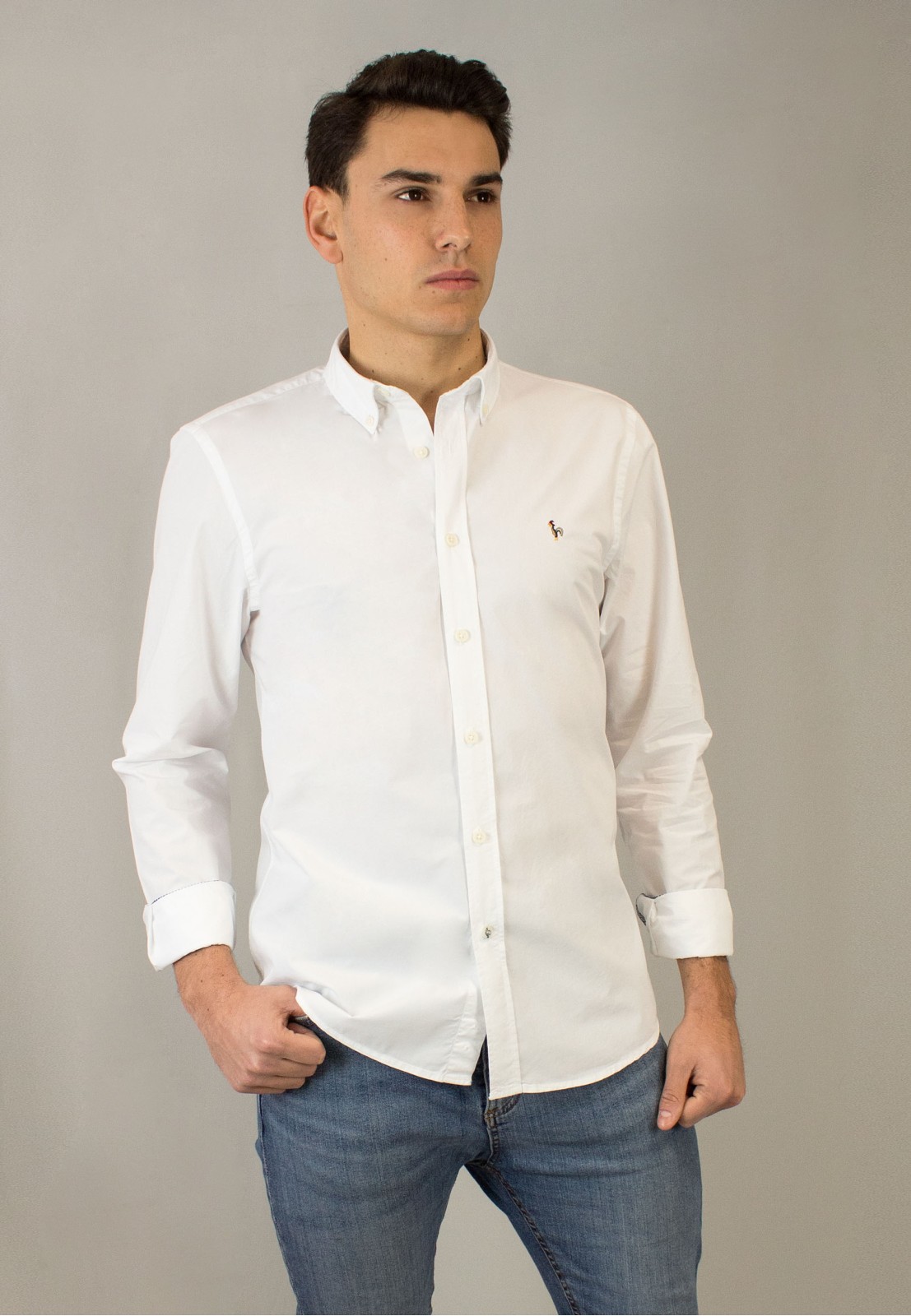 Camisa de hombre Vinci blanca de efecto papel de Patadegayo, calidad y sostenible hecha en España - plano delantero