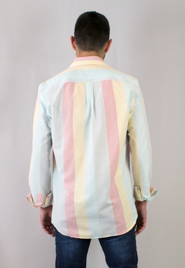 Camisa de hombre Blok multi raya de Patadegayo, calidad y sostenible hecha en España - trasero