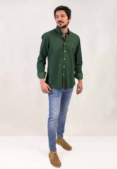 Camisa de hombre Mod tejido pata de gallo, de Patadegayo, de calidad, sostenible y fabricada en España - plano completo