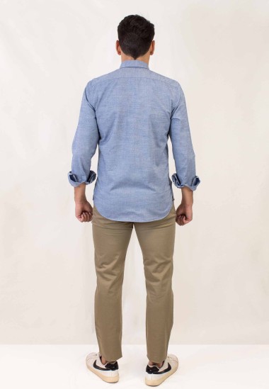 Camisa de hombre falso denim, de Patadegayo, de calidad y sostenible, fabricada en España - plano trasero