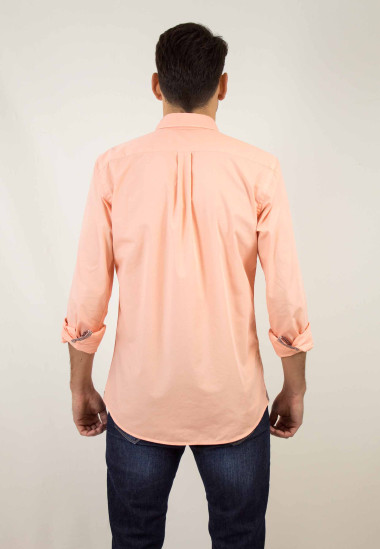 Camisa de hombre Vinci naranja de efecto papel de Patadegayo, calidad y sostenible hecha en España - espalda
