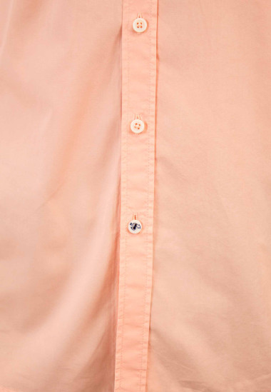 Camisa de hombre Vinci naranja de efecto papel de Patadegayo, calidad y sostenible hecha en España - detalle botón