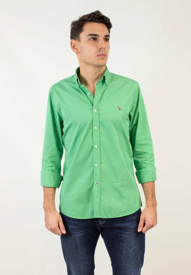 Camisa de hombre Vinci verde de efecto papel de Patadegayo, calidad y sostenible hecha en España - delantero