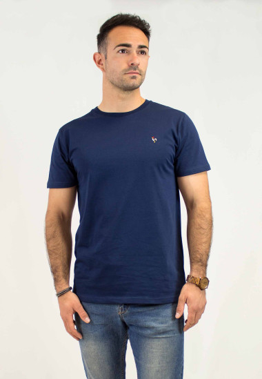 Camiseta básica de hombre Alfred marino Patadegayo de calidad sostenible fabricado en España - plano delantero