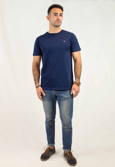 Camiseta básica de hombre Alfred  marino Patadegayo de calidad sostenible fabricado en España - plano completo