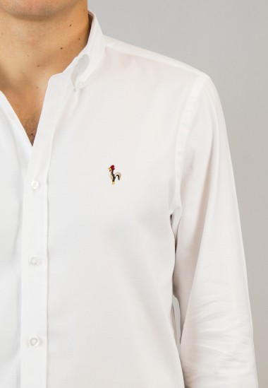 Camisa de hombre Oxford blanca Patadegayo de calidad sostenible fabricada en España - detalle