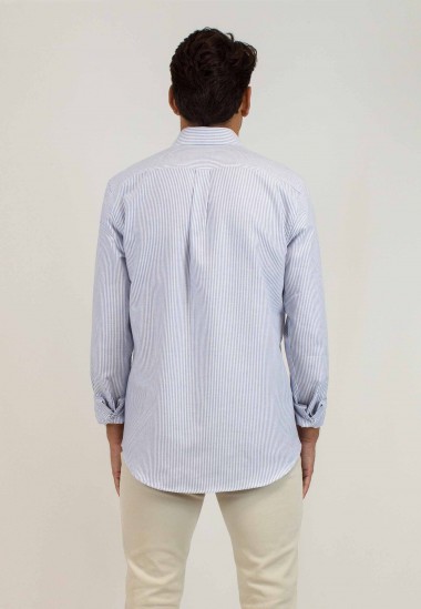 Camisa oxford de rayas marino Luna de Patadegayo de calidad sostenible fabricada en España - espalda