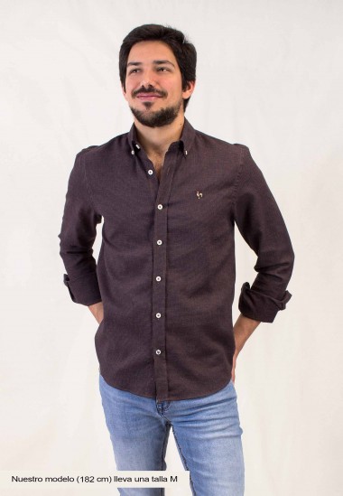 Camisa de hombre Dioniso tejido pata de gallo, de Patadegayo, de calidad, sostenible y fabricada en España - plano delantero