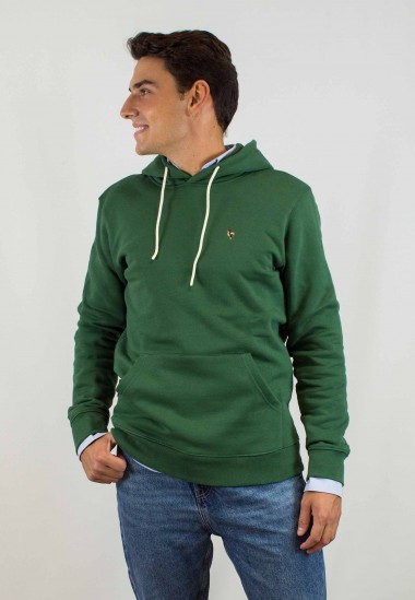 Sudadera capucha invierno verde Patadegayo, de calidad, sostenible y fabricada en Portugal  - plano delantero