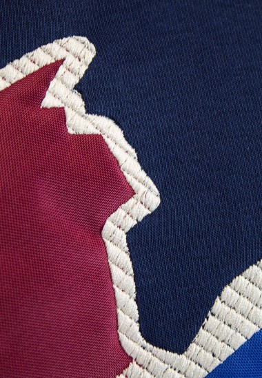 Sudadera bordado tricolor grande Patadegayo, de calidad, sostenible y fabricada en Portugal  - plano macro