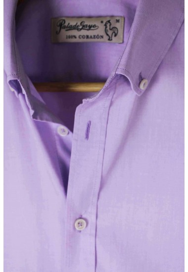 Camisa de hombre Oxford lavado lila Patadegayo de calidad sostenible fabricada en España - modelo