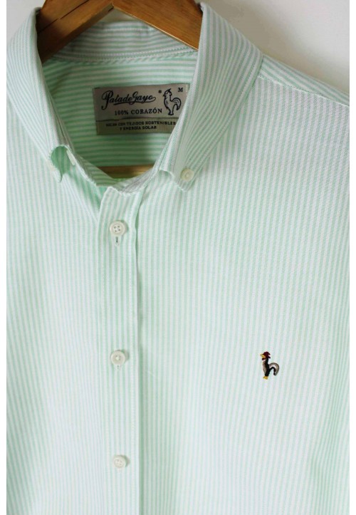 Camisa de hombre Oxford de rayas verde Patadegayo de calidad sostenible fabricada en España - modelo