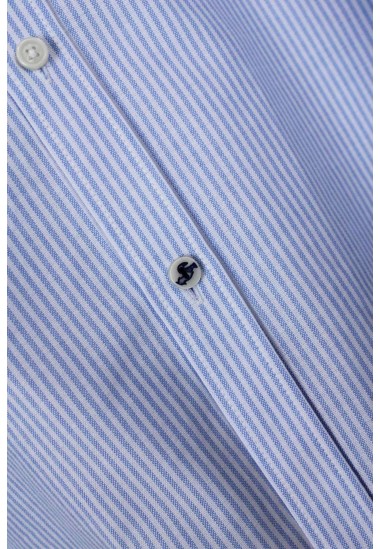 Camisa Oxford de rayas de hombre Luna de Patadegayo de calidad sostenible fabricada en España - plano percha 3