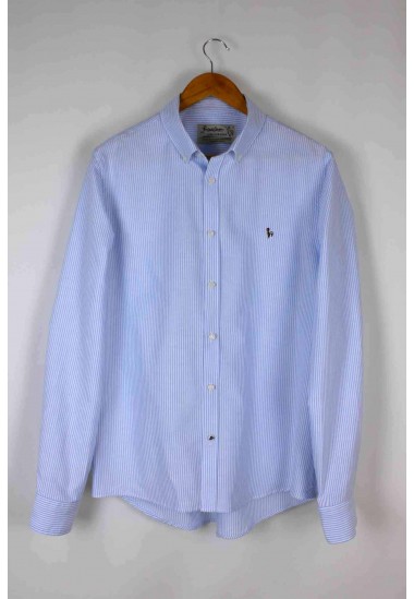 Camisa Oxford de rayas de hombre Luna de Patadegayo de calidad sostenible fabricada en España - plano percha 4