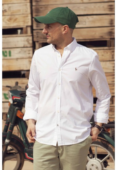 Camisa de hombre Oxford lavado blanco Patadegayo de calidad sostenible fabricada en España - Modelo