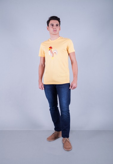 Camiseta de hombre Isa amarilla Patadegayo de calidad sostenible fabricado en España - plano completo