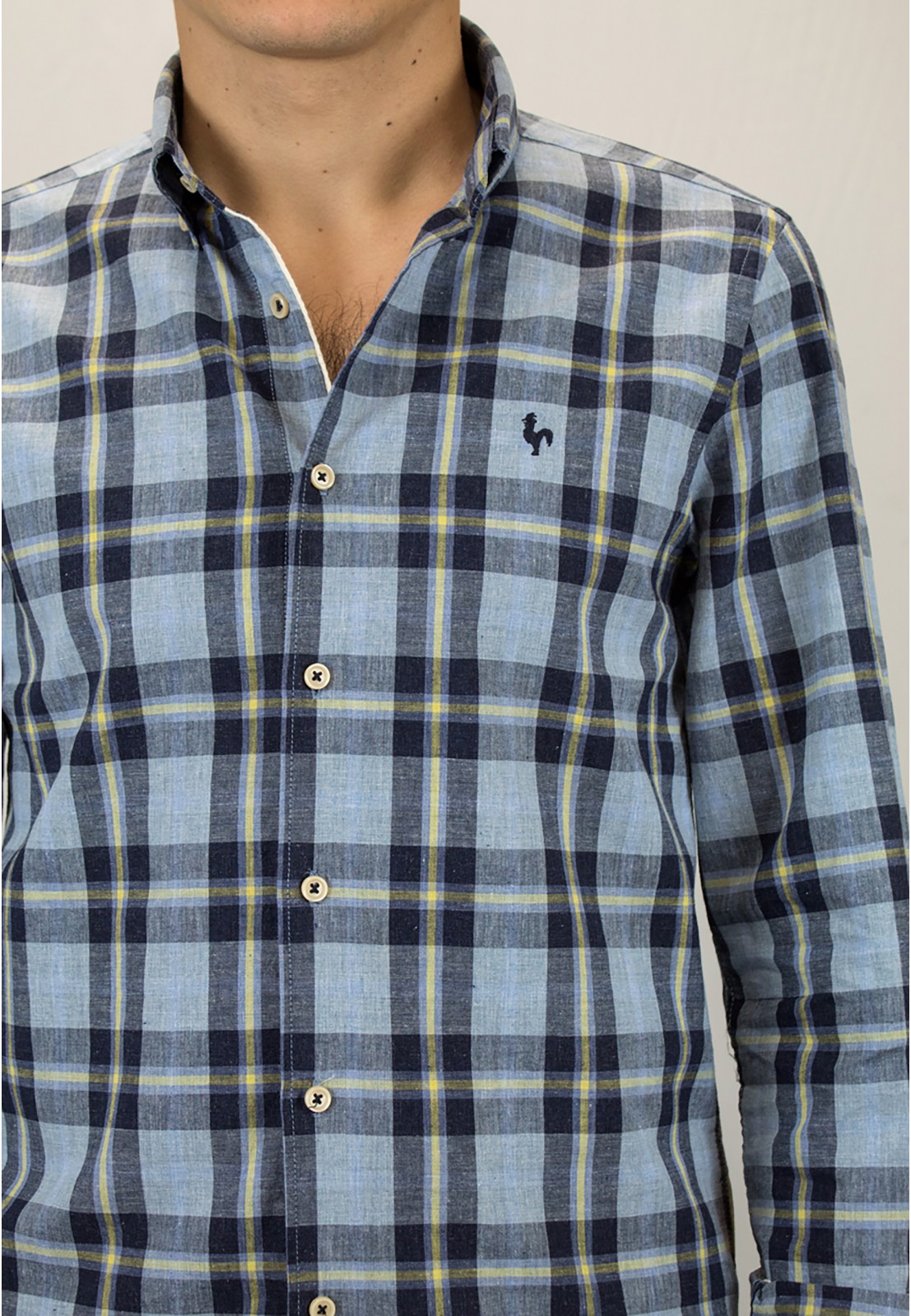 Camisa de hombre Dobby Patadegayo de calidad sostenible fabricada en España - plano detalle