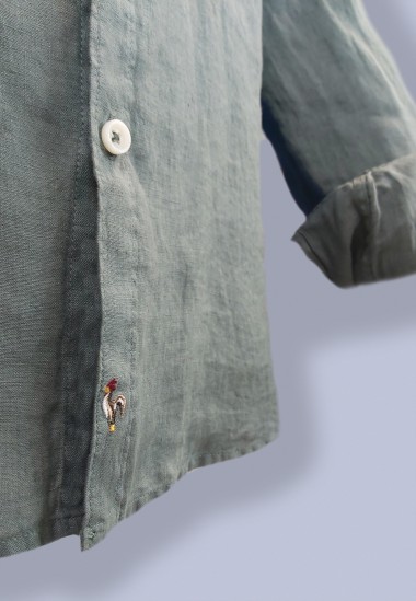 Camisa de hombre Salvador kaki Patadegayo de calidad sostenible fabricada en España - plano fantasma 2