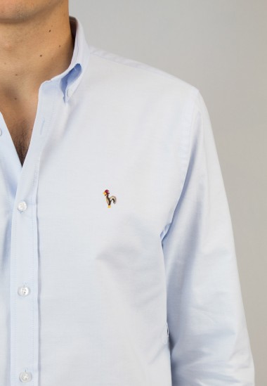 Camisa de hombre Oxford celeste Patadegayo de calidad sostenible fabricada en España - detalle