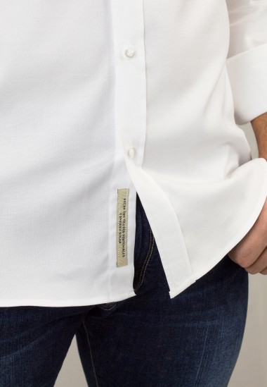 Camisa de hombre Oxford blanca Patadegayo de calidad sostenible fabricada en España - detalle 2