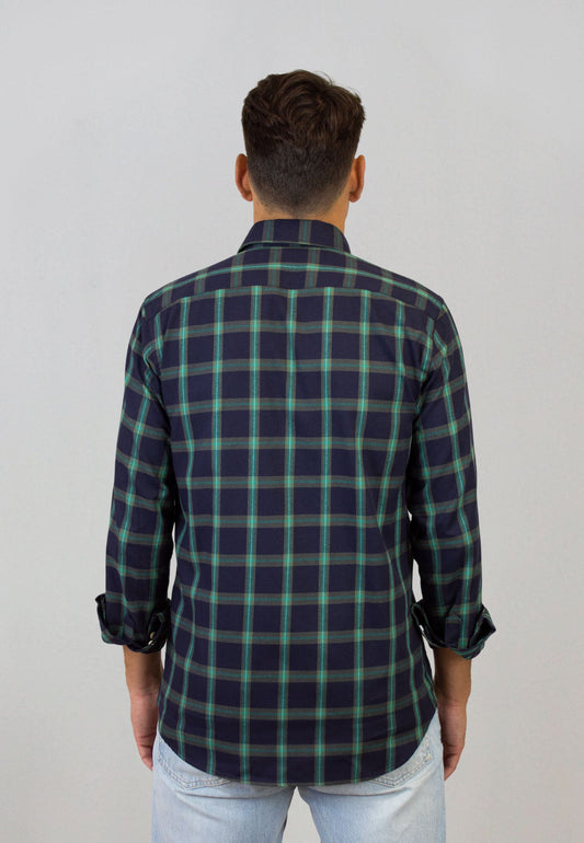Camisa marino de cuadros verdes