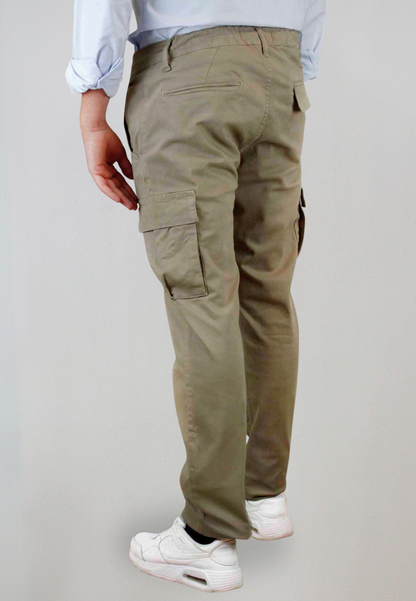 Pantalón cargo gomas tostado hombre