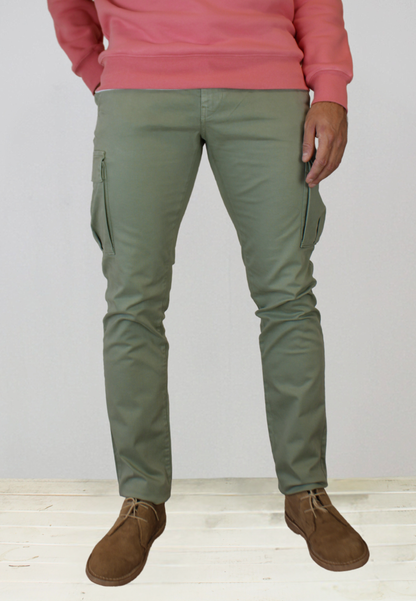 Pantalón cargo gomas kaki hombre