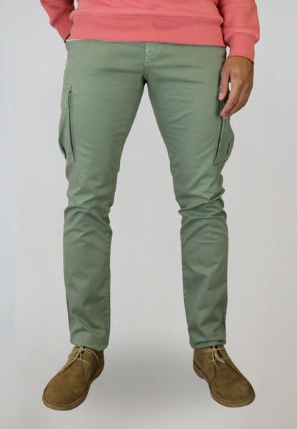 Pantalón cargo gomas oliva hombre