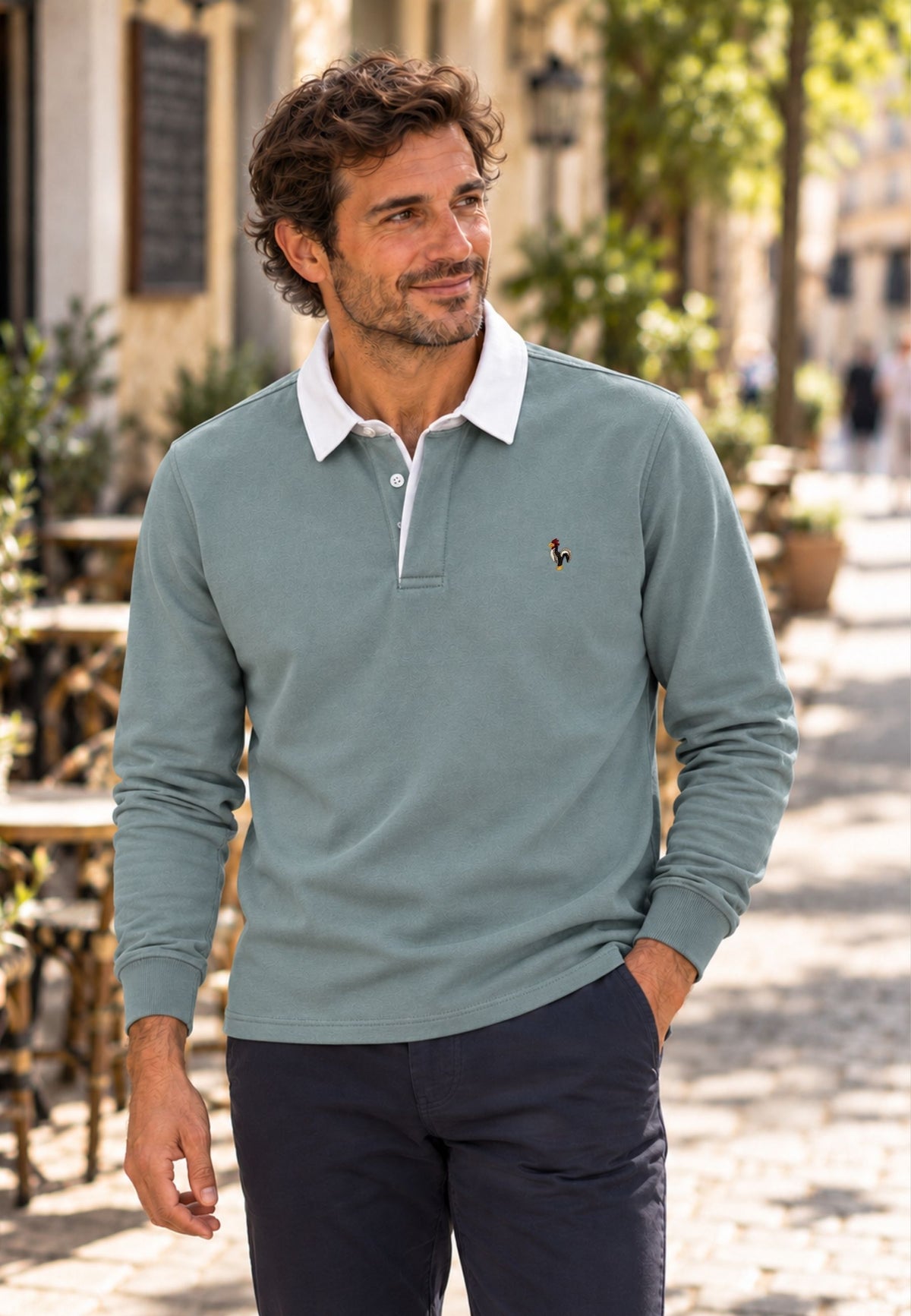 Yellow short-sleeved polo shirt