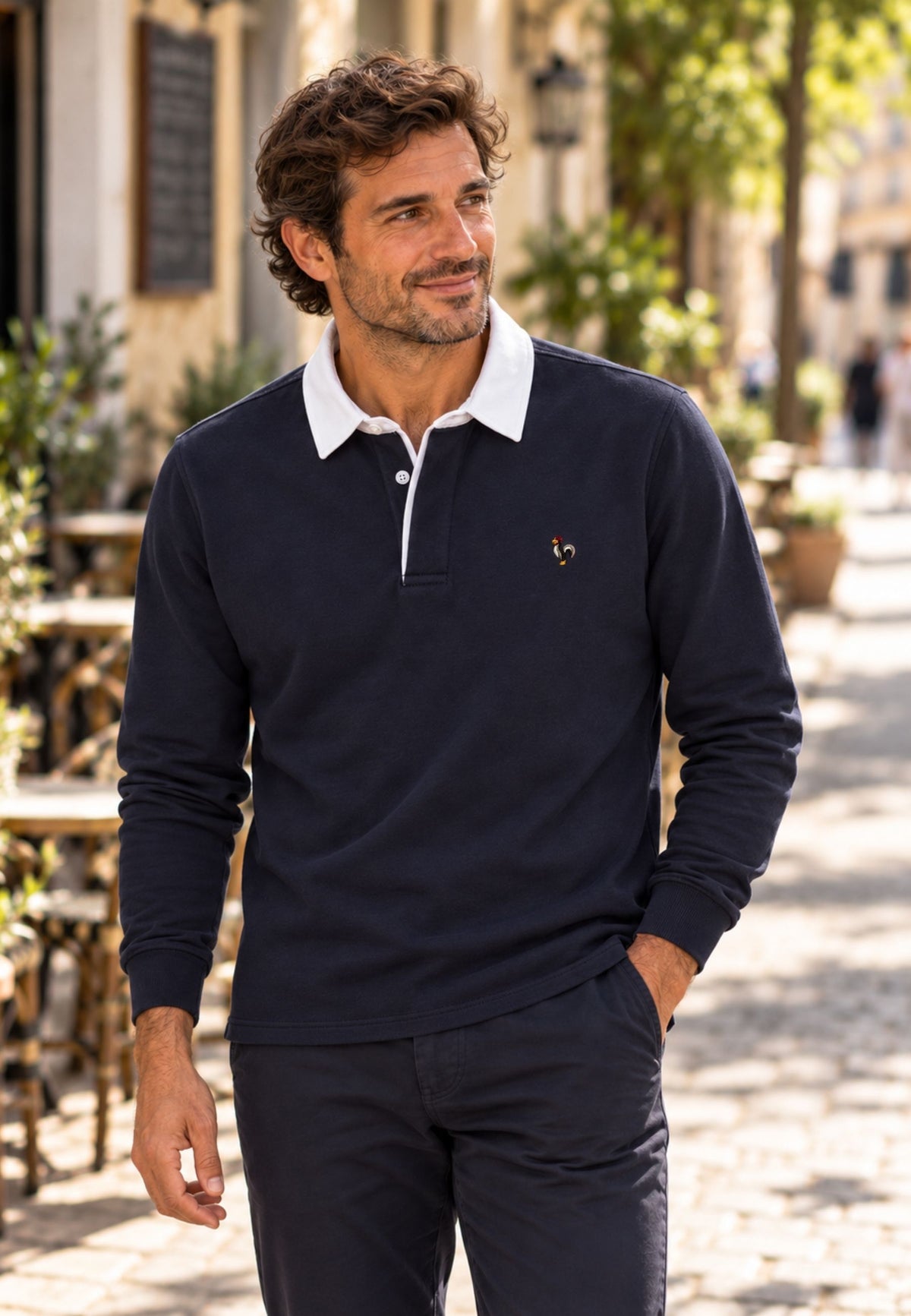 Polo de manga larga azul marino
