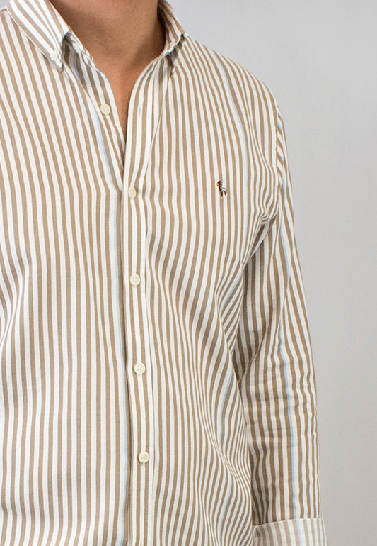 Camisa de rayas tostado con detalle