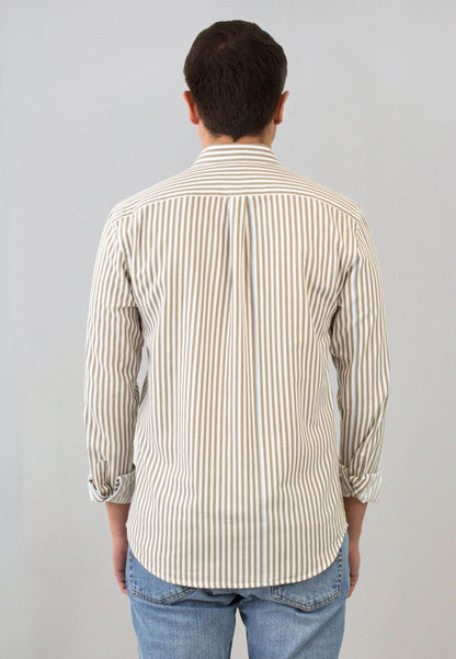 Camisa de rayas tostado con detalle