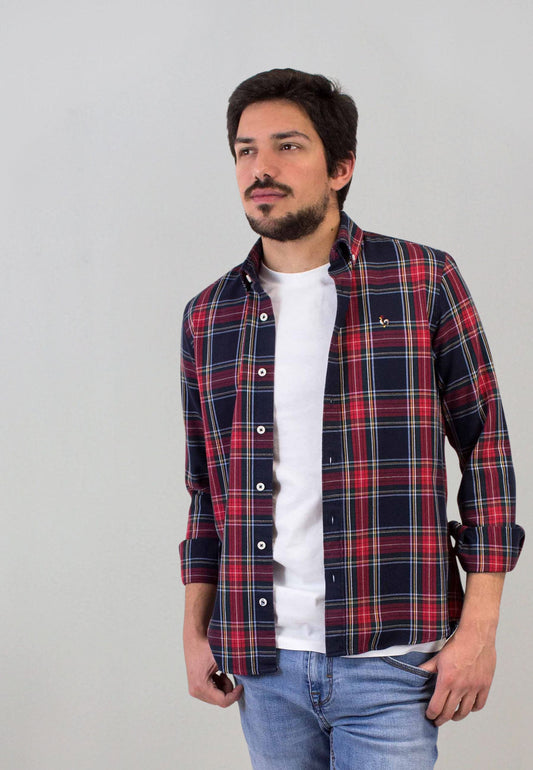 Camisa marino de cuadros rojos