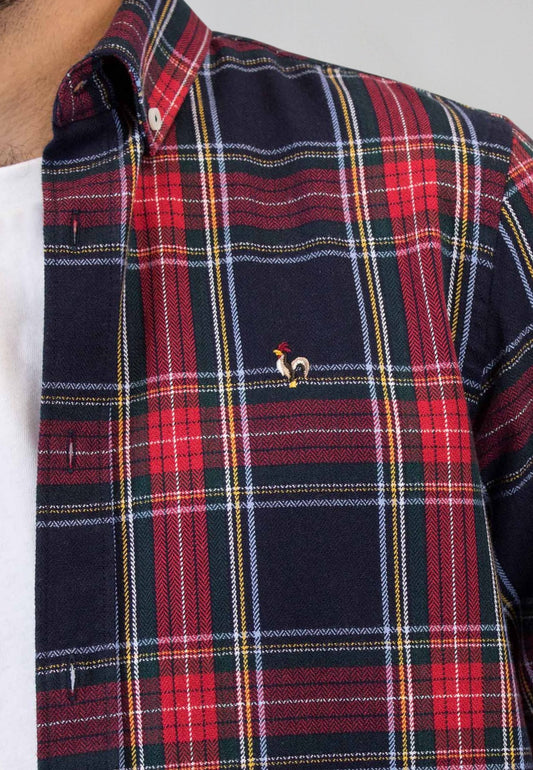 Camisa marino de cuadros rojos