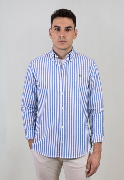 Camisa en estructura de rayas celestes