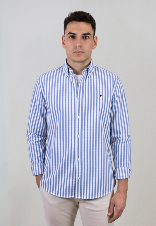 Camisa en estructura de rayas celestes