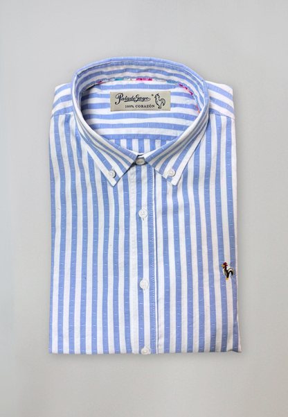 Camisa en estructura de rayas celestes