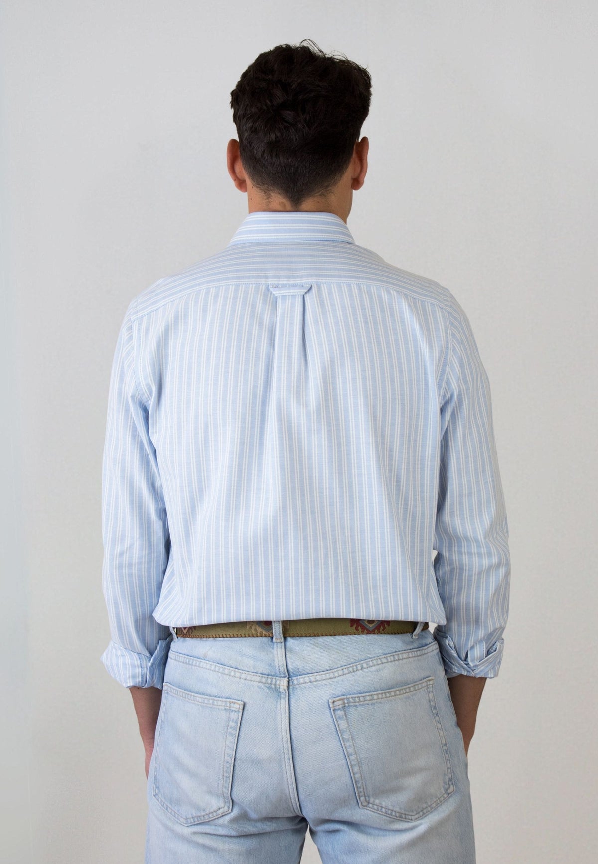 Camisa Oxford celeste de doble raya
