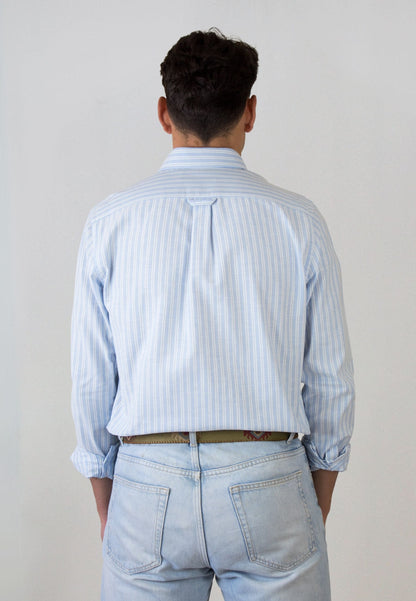 Camisa Oxford celeste de doble raya