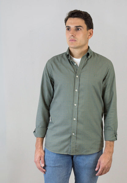 Camisa de cuadro en tinte kaki