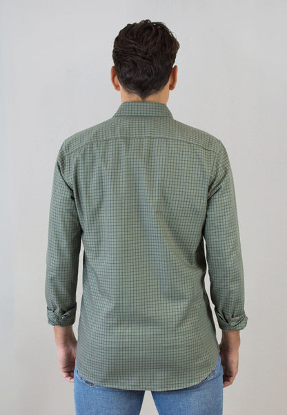 Camisa de cuadro en tinte kaki
