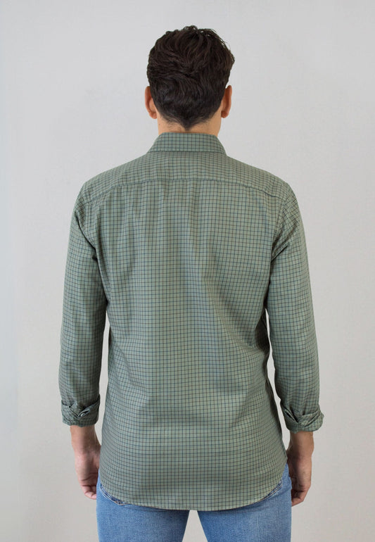 Camisa de cuadro en tinte kaki