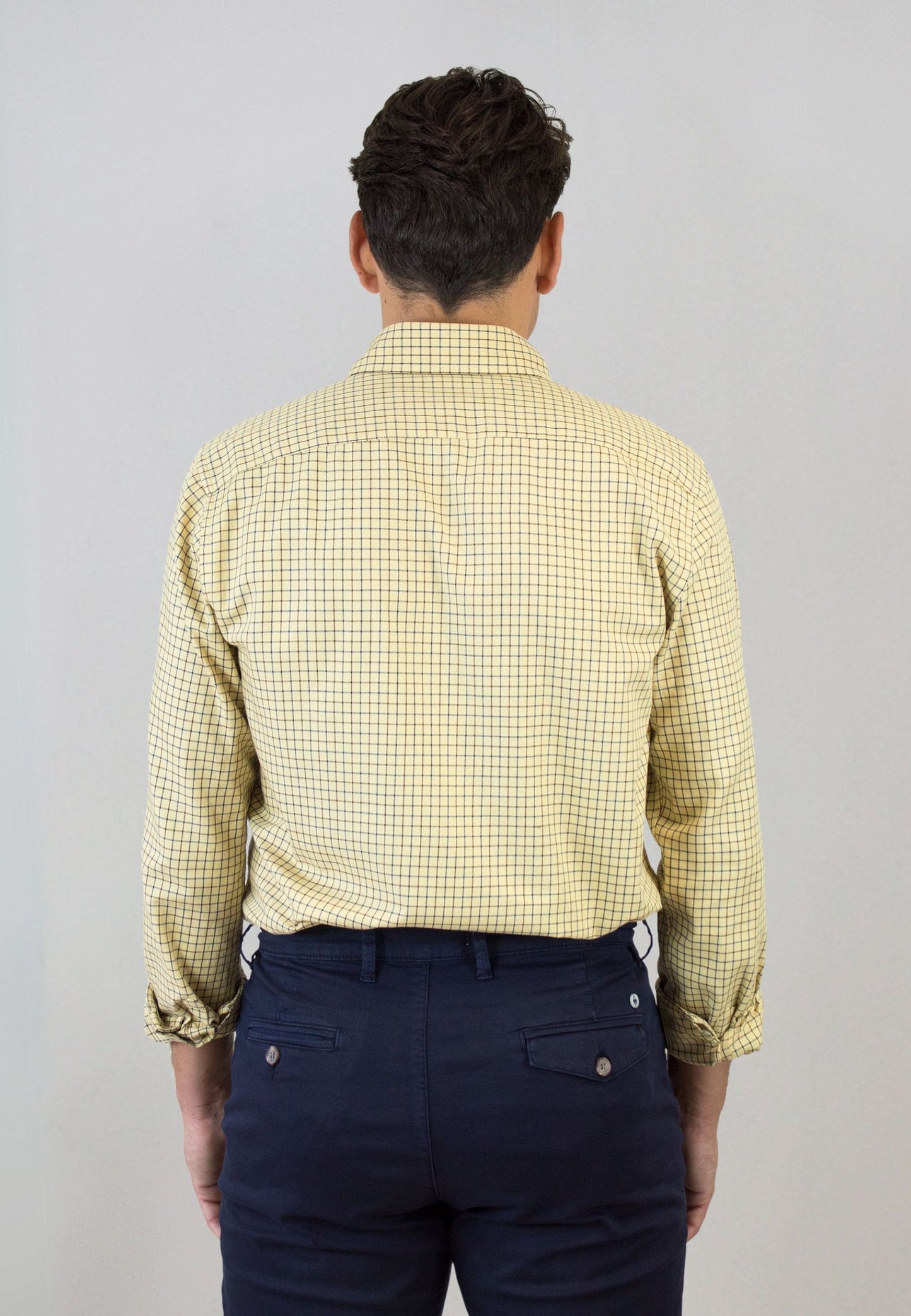 Camisa de cuadro en tinte mostaza