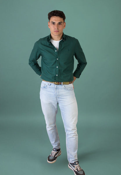 Camisa de cuadro en tinte verde