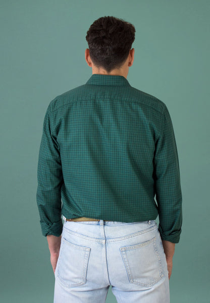 Camisa de cuadro en tinte verde