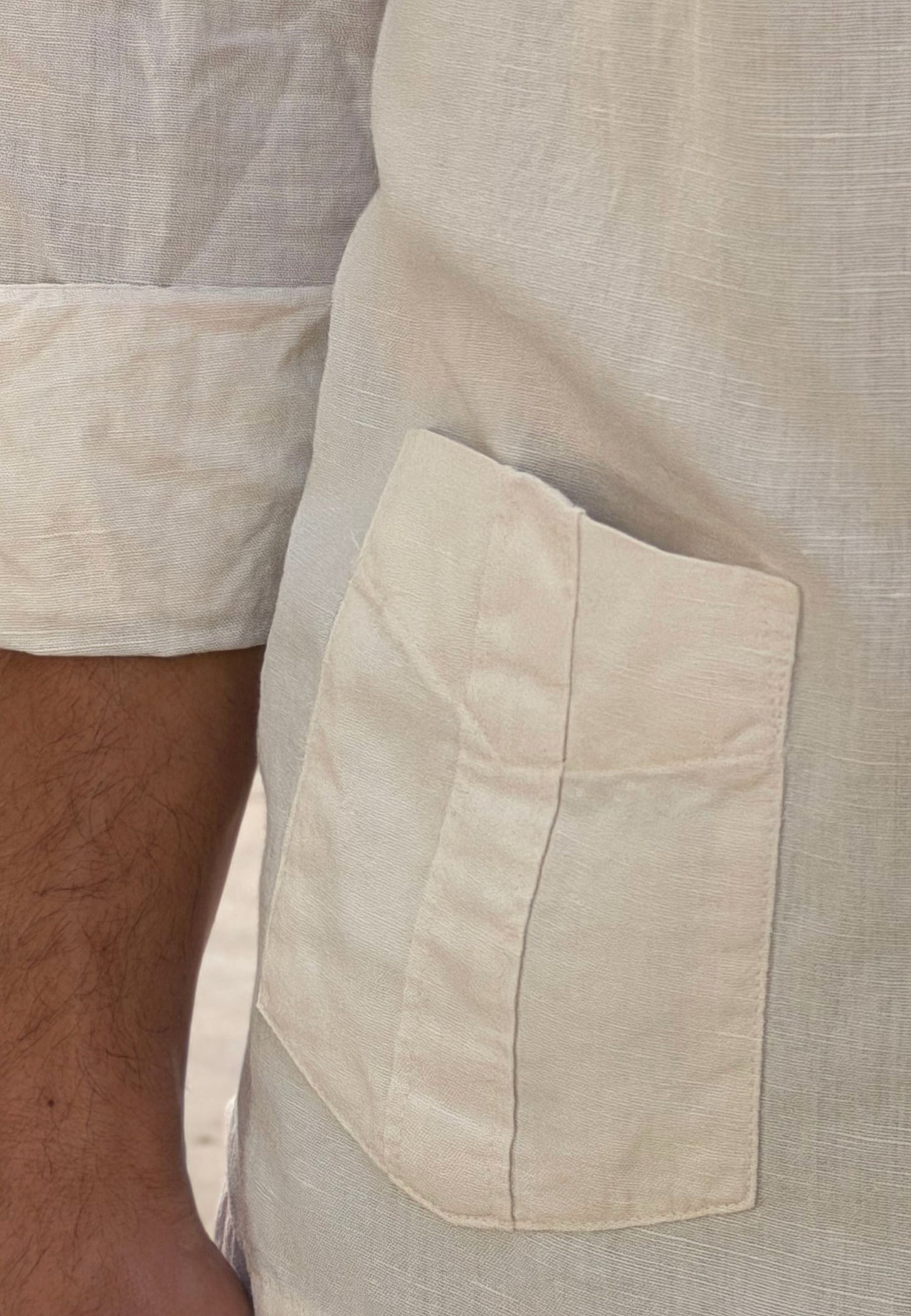 Camisa cubana con lino crudo