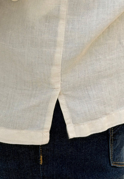 Camisa cubana con lino crudo