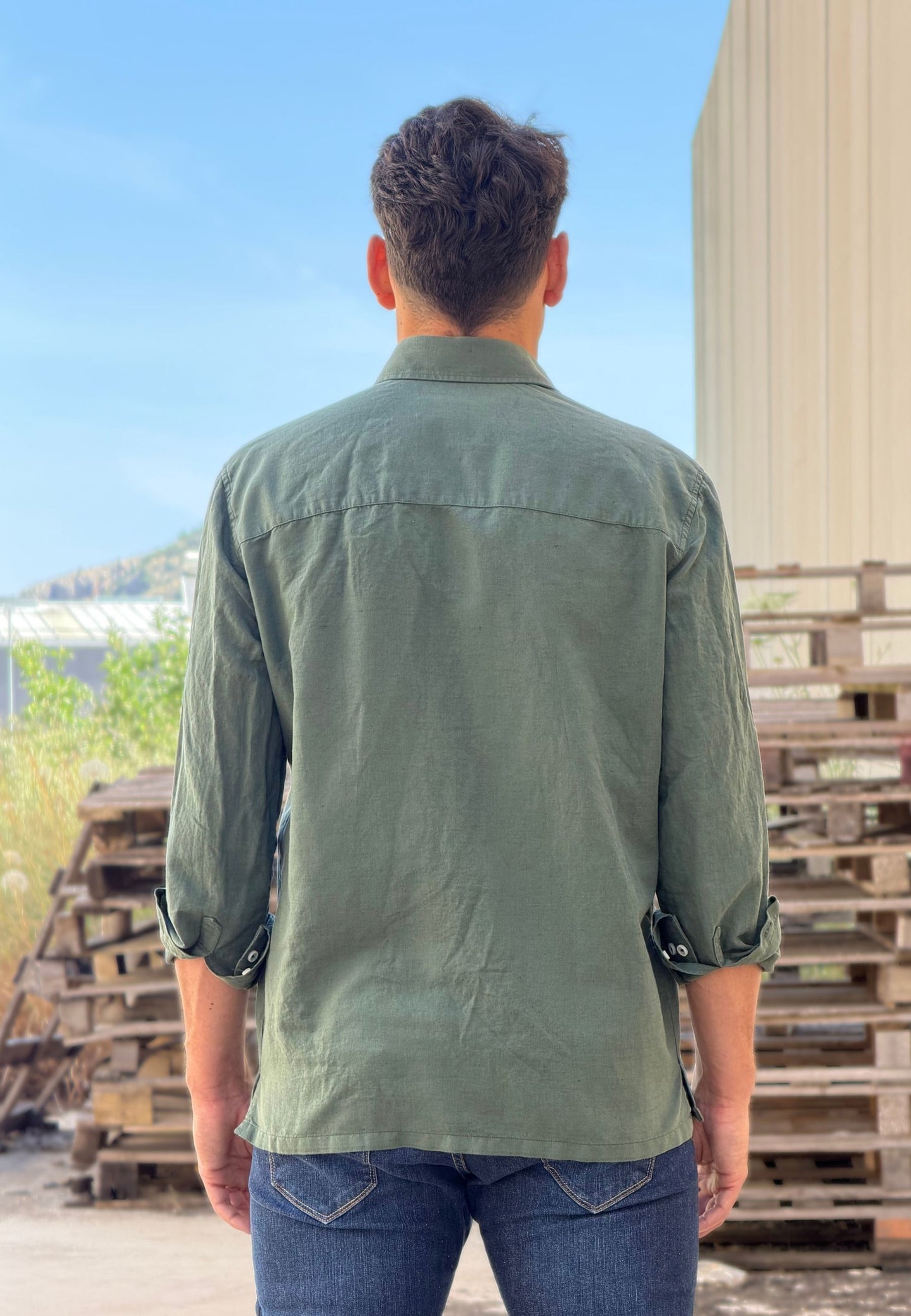 Camisa cubana con lino kaki